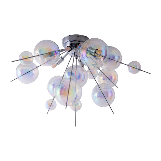 Deckenleuchten - Deckenleuchte "EXPLOSION" Ø: 57cm irisierend, Deckenlampe im Modern Style, aus Metall und Glas in irisierend, 38 cm hoch, Ø 57 cm, G9-Fassung