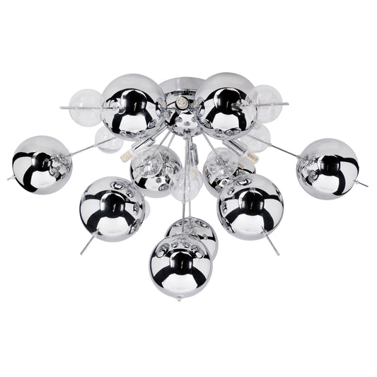 Deckenleuchten - Deckenleuchte "EXPLOSION" Ø: 57cm chrom, Deckenlampe im Modern Style, aus Metall und Glas in chrome, 38 cm hoch, Ø 57 cm, G9-Fassung