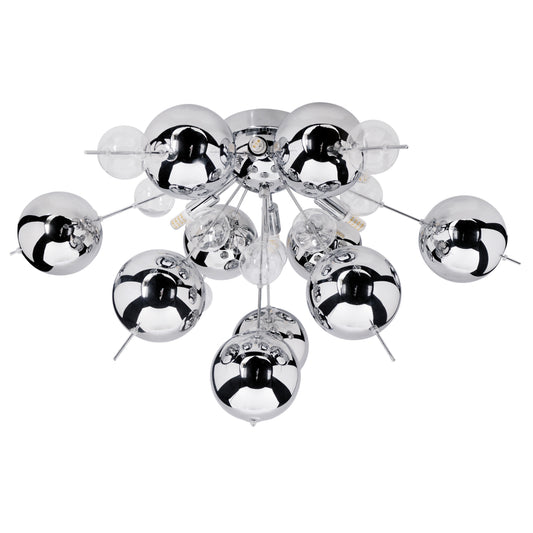 Deckenleuchten - Deckenleuchte "EXPLOSION" Ø: 57cm chrom, Deckenlampe im Modern Style, aus Metall und Glas in chrome, 38 cm hoch, Ø 57 cm, G9-Fassung