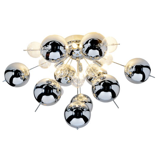 Deckenleuchten - Deckenleuchte "EXPLOSION" Ø: 57cm chrom, Deckenlampe im Modern Style, aus Metall und Glas in chrome, 38 cm hoch, Ø 57 cm, G9-Fassung
