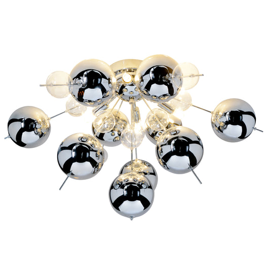 Deckenleuchten - Deckenleuchte "EXPLOSION" Ø: 57cm chrom, Deckenlampe im Modern Style, aus Metall und Glas in chrome, 38 cm hoch, Ø 57 cm, G9-Fassung