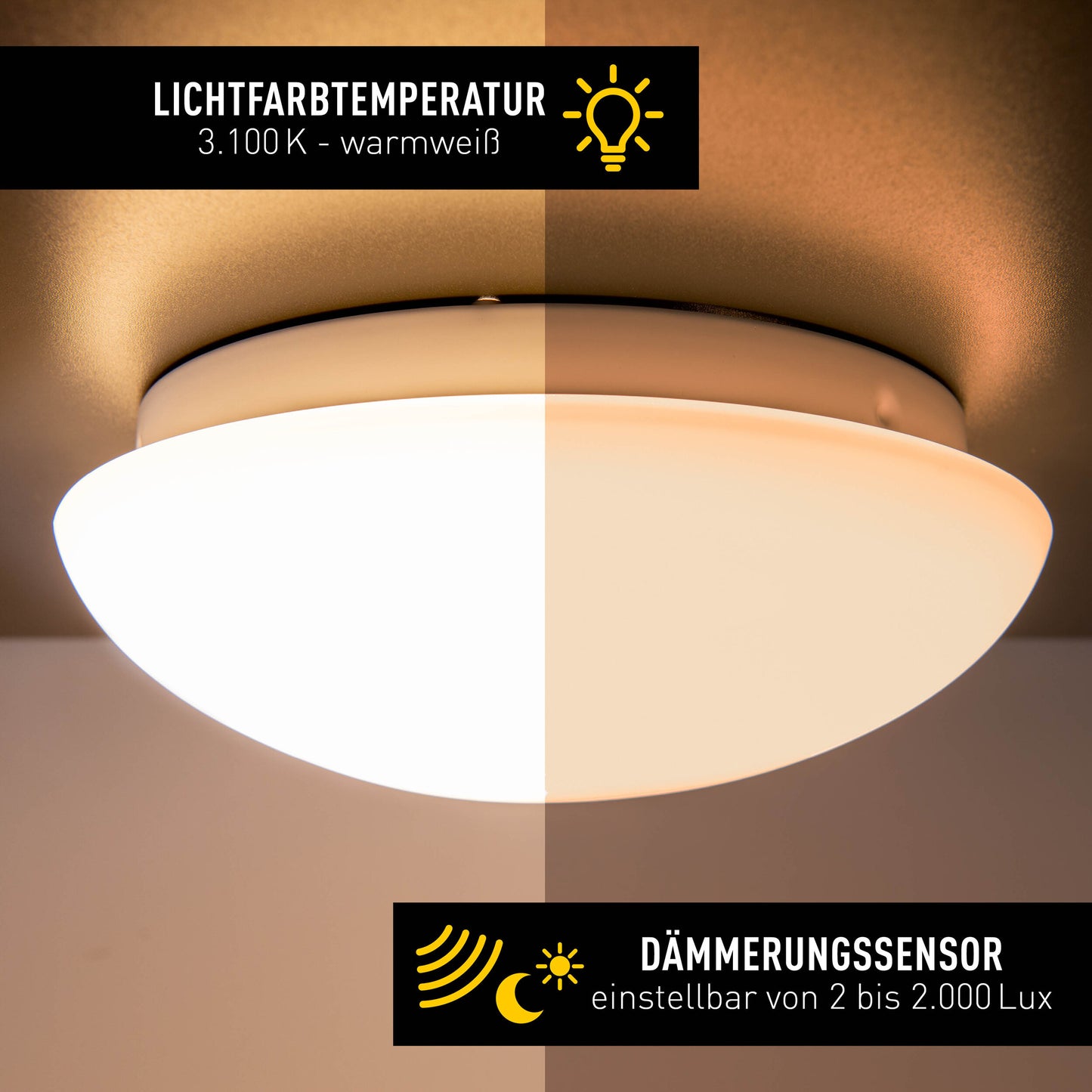 LED Deckenleuchte "BERGEN" inkl. Sensor Ø: 25,5cm