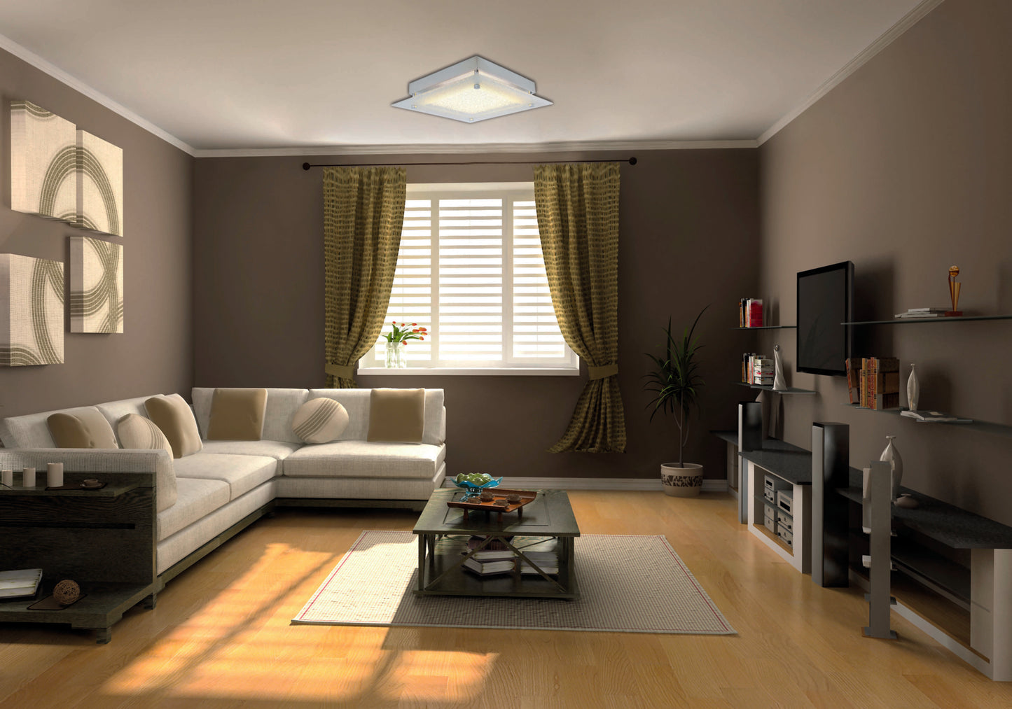 LED Deckenleuchte "LEEDS" L/B: 25cm inkl. Kristalloptik