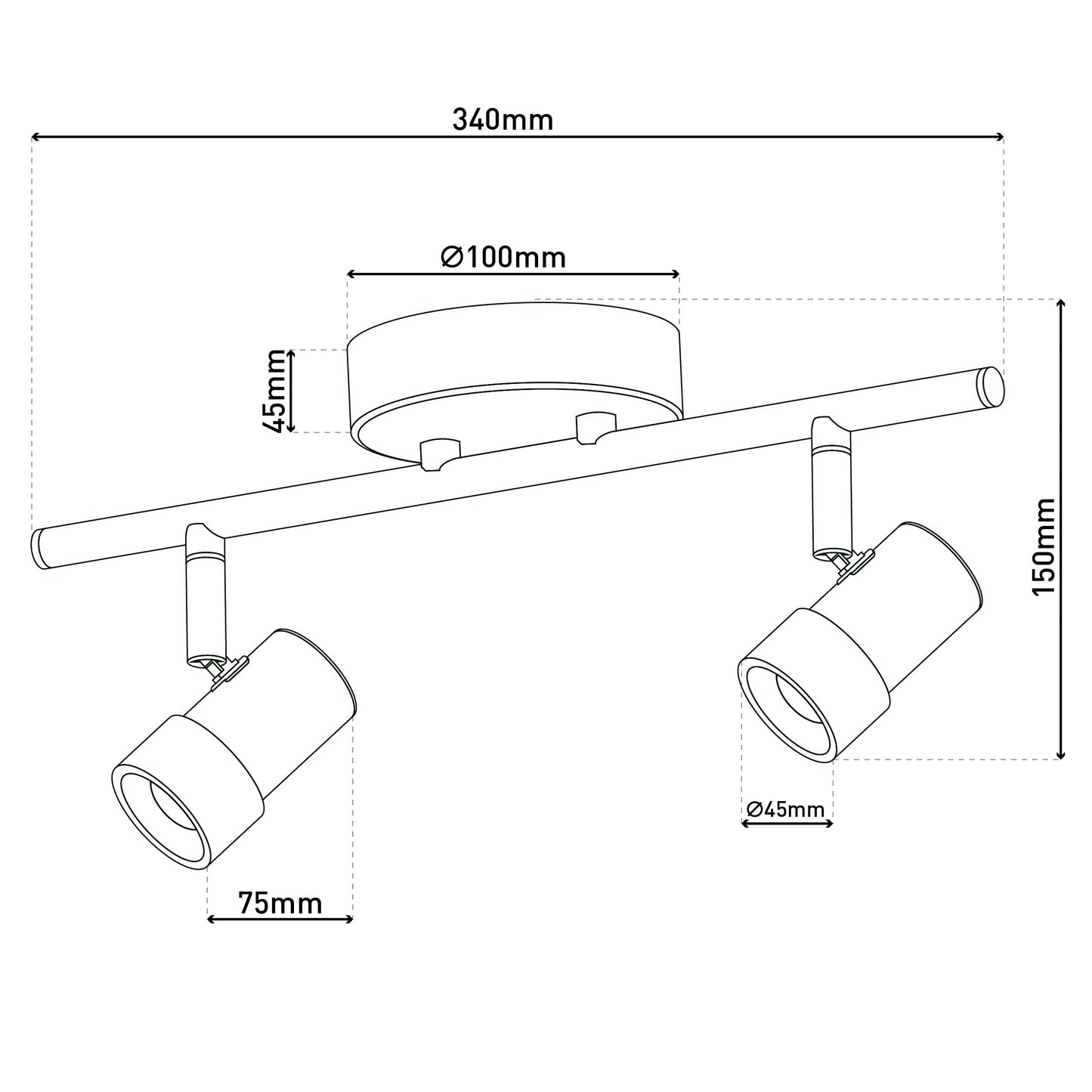 2er LED-Wand-u. Deckenspot "MALAGA" l:34cm