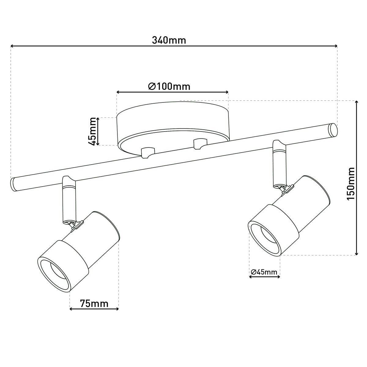 2er LED-Wand-u. Deckenspot "MALAGA" l:34cm