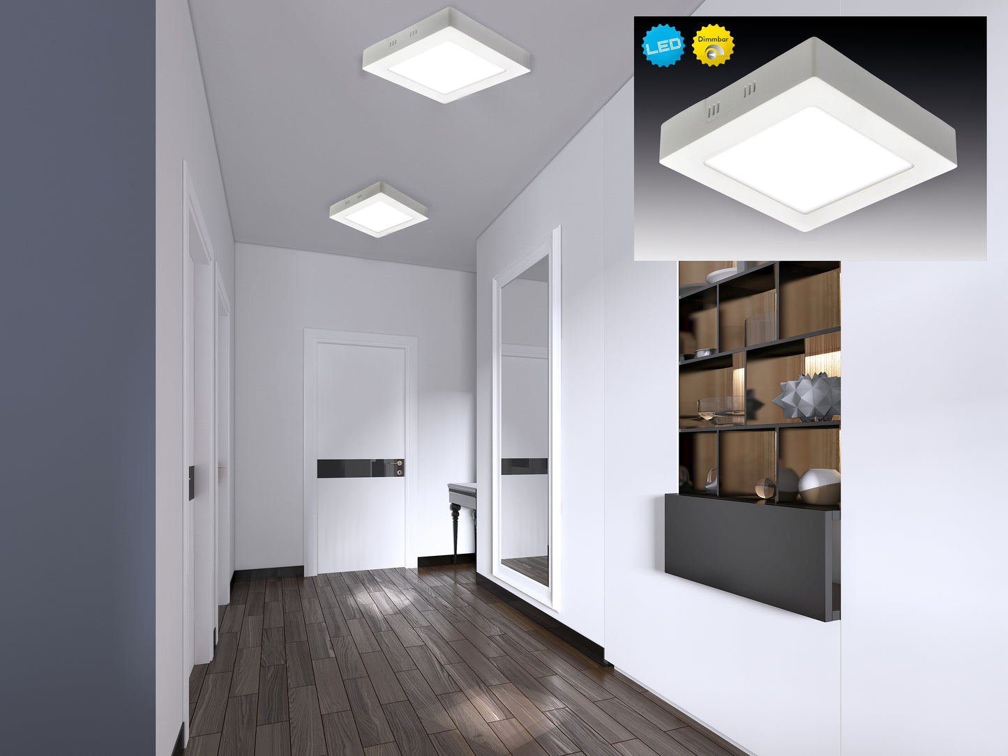 LED Aufbaupanel dimmbar "DIMPLEX" s:30cm