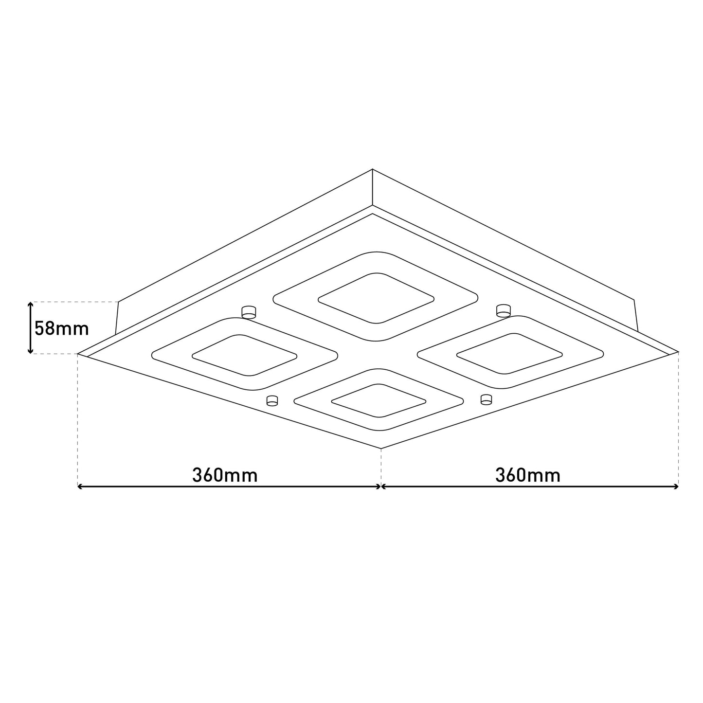 LED Deckenleuchte "MIRROR" L/B: 36cm