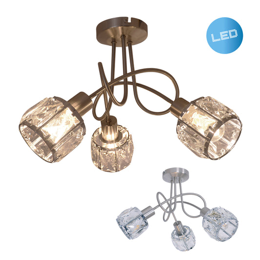 3er LED Deckenleuchte "JOSEFA" stahl blank