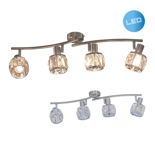 4er LED Deckenleuchte "JOSEFA" L: 70 cm stahl blank