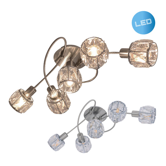 5er LED Deckenleuchte "JOSEFA" L: 61cm stahl blank