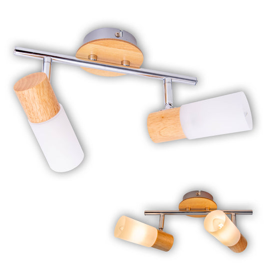 Deckenleuchten - 2er Wand-/ Deckenspot "TODTNAU" L: 39cm, Deckenlampe im Landhaus Stil, aus Metall und Kunststoff in natur, 39 x 21 x 19,8 cm, E14-Fassung