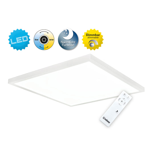 Deckenleuchten - LED Panel-Deckenleuchte "LIMA", Deckenlampe im Functional Style, aus Metall und Kunststoff in weiß, 60 x 60 x 5 cm, inkl. LED dimmbar CCT-Wechsler RGB-Farbwechsler Nachtlichtfunktion Fernbedienung