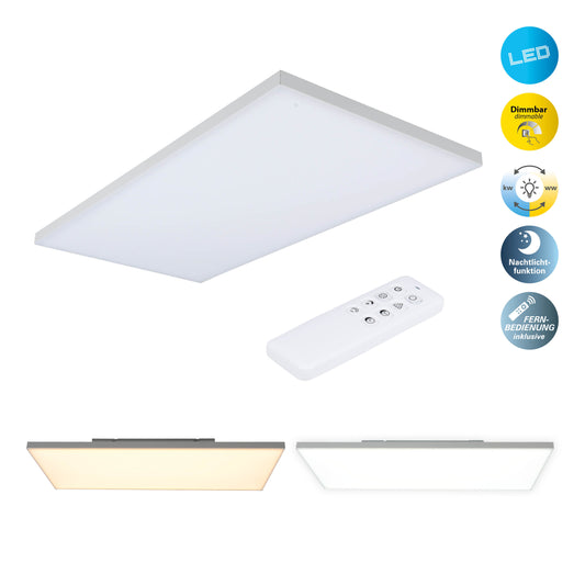 LED / CCT Panel-Deckenleuchte "CARENTE" L: 59,5cm - rahmenlos