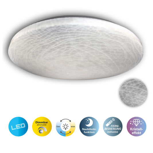 LED / CCT Deckenleuchte "POLARIS" Ø: 48cm Kristalleffekt