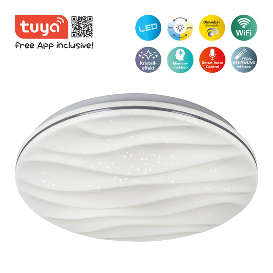 Smart Home LED / CCT Deckenleuchte "AUSTIN" Ø: 38cm inkl. Kristalleffekt