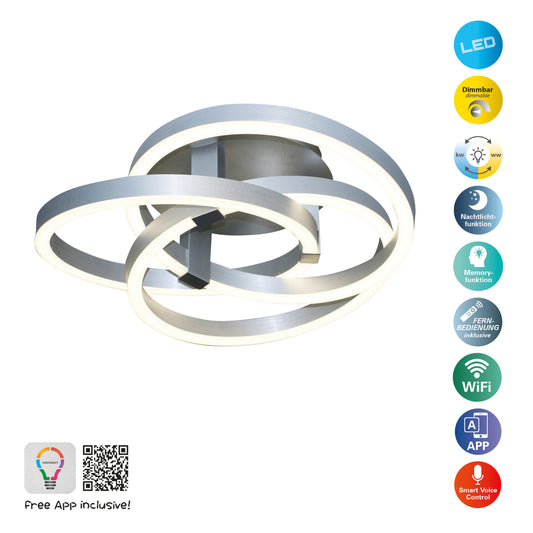 LED Deckenleuchte "DIVORA" Smart Home Ø: 58cm