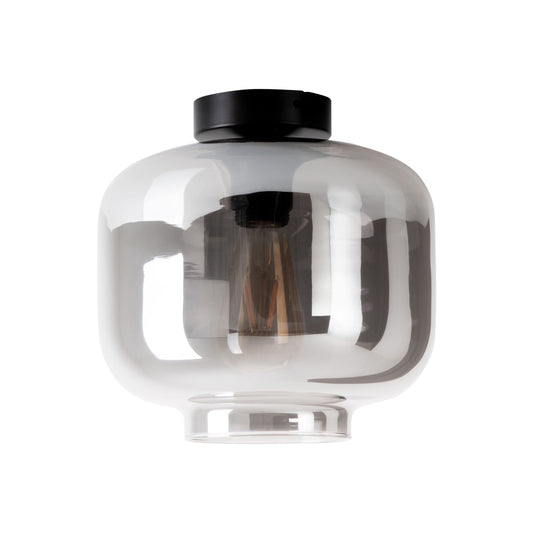 Deckenleuchten - Deckenleuchte "VASO" H: 24cm, Deckenlampe im Retro Style, aus Metall und Glas in anthrazit, 24 cm hoch, Ø 25 cm, E27-Fassung