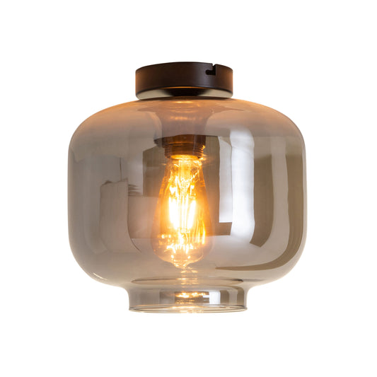 Deckenleuchten - Deckenleuchte "VASO" H: 24cm, Deckenlampe im Retro Style, aus Metall und Glas in anthrazit, 24 cm hoch, Ø 25 cm, E27-Fassung