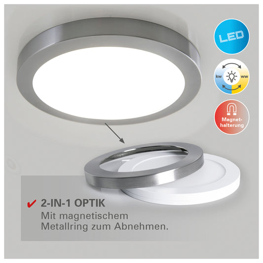 LED / CCT Deckenleuchte "BONUS" Ø: 22,5cm chrom