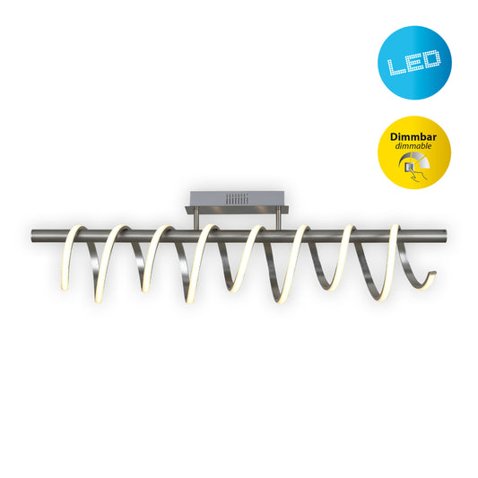 Deckenleuchten - LED Deckenleuchte "BELLEZA" l: ca. 100cm chrom, Deckenlampe im Design Style, aus Metall und Kunststoff in nickelmatt, 100 x 20 x 27 cm, inkl. LED dimmbar