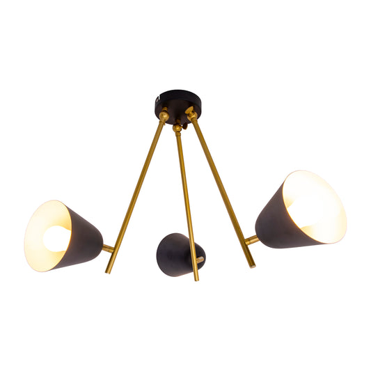 3er Deckenleuchte "TRITON" H: 50cm schwarz