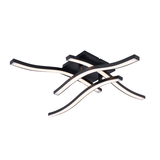 Deckenleuchten - LED Deckenleuchte "ONDA" L/B: 45 cm, Deckenlampe im Modern Style, aus Metall und Kunststoff in schwarz, 45 x 45 x 11 cm, inkl. LED