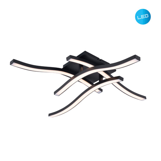 Deckenleuchten - LED Deckenleuchte "ONDA" L/B: 45 cm, Deckenlampe im Modern Style, aus Metall und Kunststoff in schwarz, 45 x 45 x 11 cm, inkl. LED