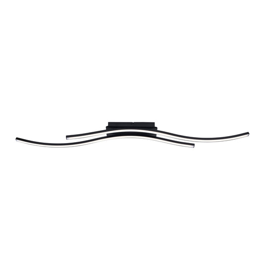 Deckenleuchten - LED Deckenleuchte "ONDA" L:96cm, Deckenlampe im Modern Style, aus Metall und Kunststoff in schwarz, 96 x 8 x 8,5 cm, inkl. LED