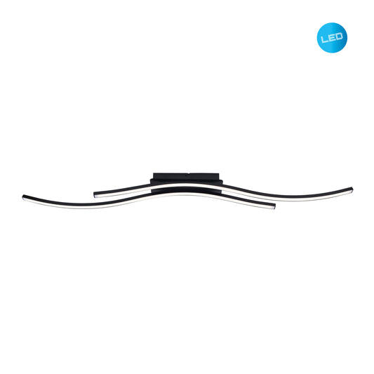 Deckenleuchten - LED Deckenleuchte "ONDA" L:96cm, Deckenlampe im Modern Style, aus Metall und Kunststoff in schwarz, 96 x 8 x 8,5 cm, inkl. LED