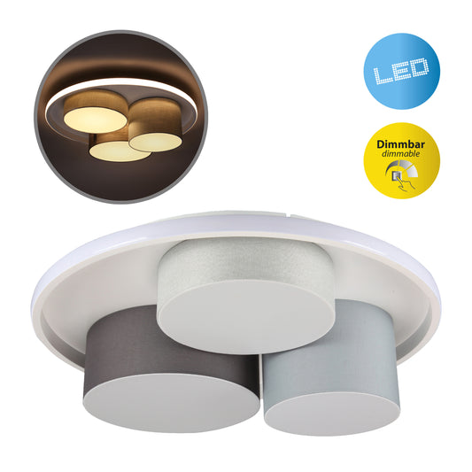 3er LED Deckenleuchte "EPPAN" Ø: 49cm grau