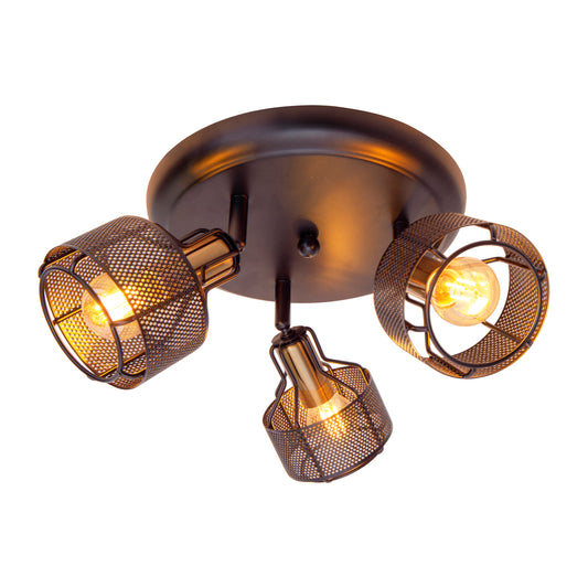 3er Wand-/Deckenrondell/Spot "FORO" Ø: 41cm schwarz/golden