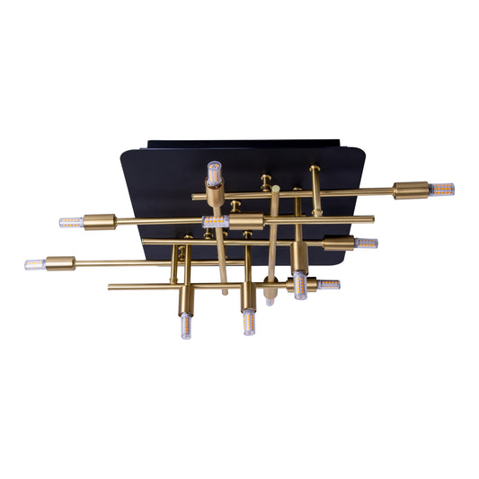 Deckenleuchten - LED Deckenleuchte "ANCONA" mit Backlight L: 51cm schwarz / gold, Deckenlampe im Industrial Style, aus Metall in messing, 51 x 48 x 15 cm, G9-Fassung Backlight