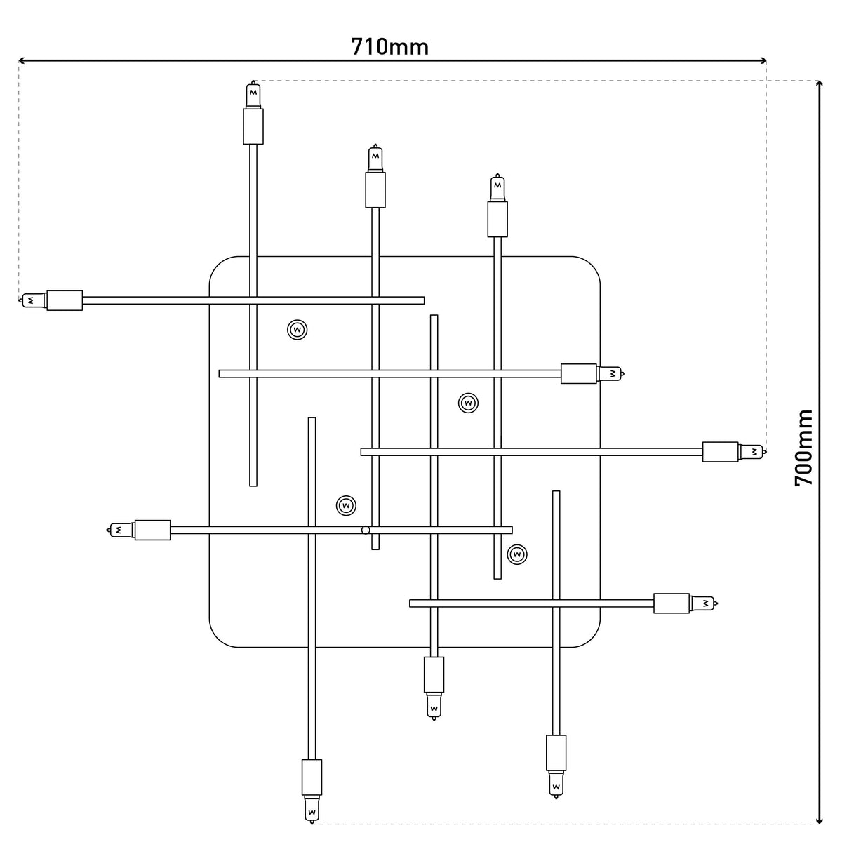 LED Deckenleuchte "ANCONA" inkl. Backlight L: 71cm stahl-blank