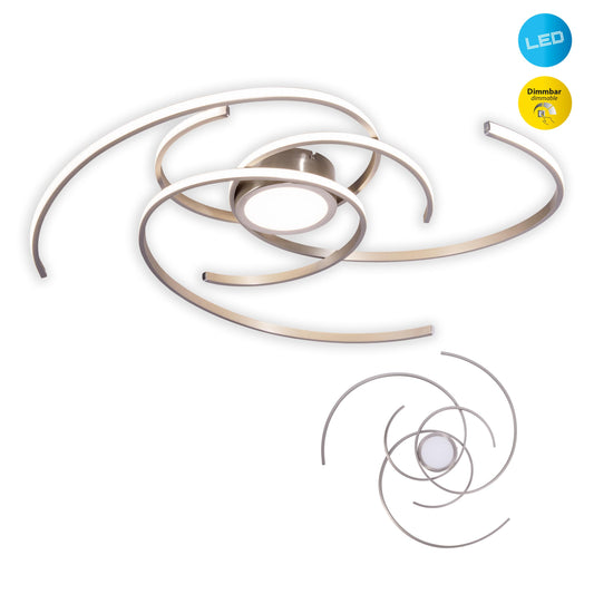 Deckenleuchten - LED Deckenleuchte "RADON" Ø: 75cm silber, Deckenlampe im Modern Style, aus Metall und Kunststoff in stahl-blank, 7 cm hoch, Ø 75 cm, inkl. LED dimmbar