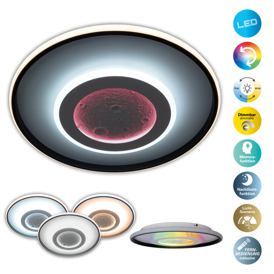 LED / CCT / RGB Deckenleuchte "LIVANA" inkl. Mondstruktur Ø: 50 cm