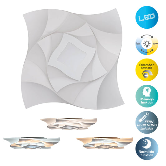 LED / CCT Deckenleuchte "LIORA" 3D-Effekt L/B: 48cm