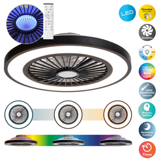 LED CCT / RGB Deckenleuchte "ARIOSO" inkl. Ventilator Ø: 54cm