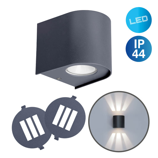 LED Außen-/Wandleuchte "ALECTO", Außenwandlampe im Modern Style, aus Metall und Kunststoff in schwarz, 10 cm hoch, Maße 10,5 x 11,7 cm, mit LED Platine