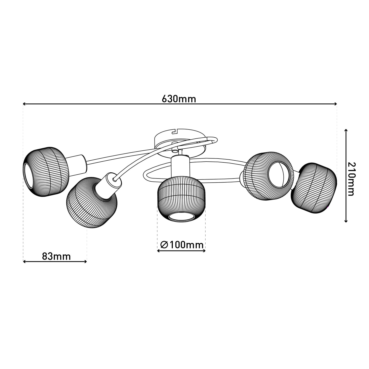 5er Spot Deckenleuchte "LEARTA" L: 63cm