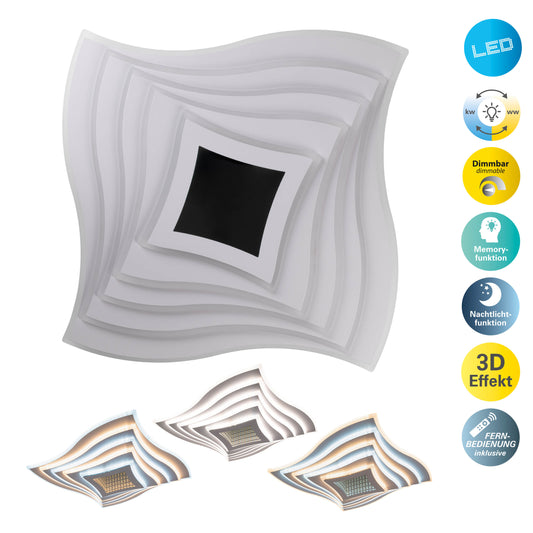 LED / CCT Deckenleuchte "FEVORIA" inkl. 3D-Effekt L/B: 50cm sandweiß
