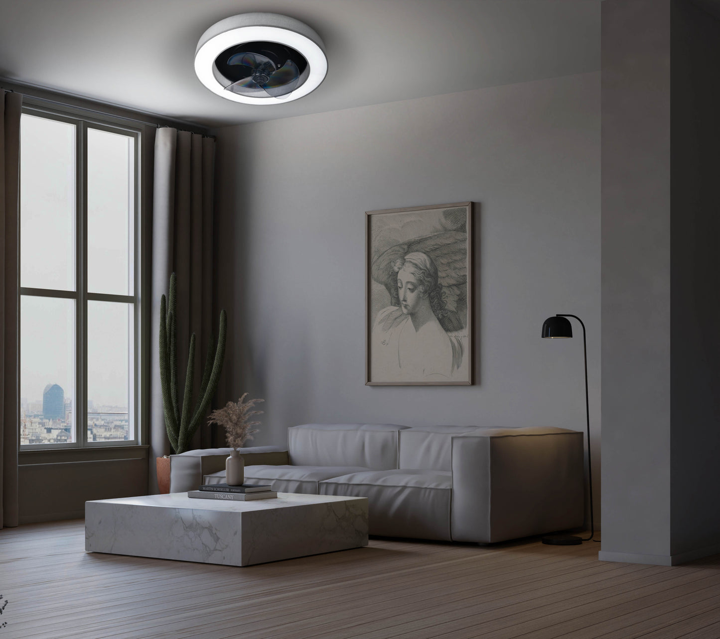 LED / CCT Deckenleuchte "VALENTO" inkl. Ventilator Ø: 51cm grau
