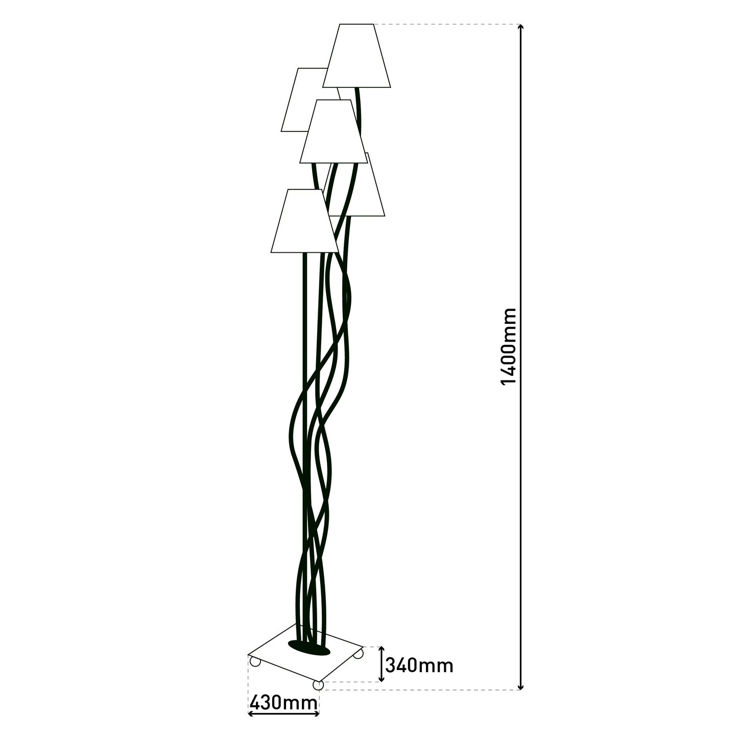 4er Stehleuchte "BOHO" 140cm braun