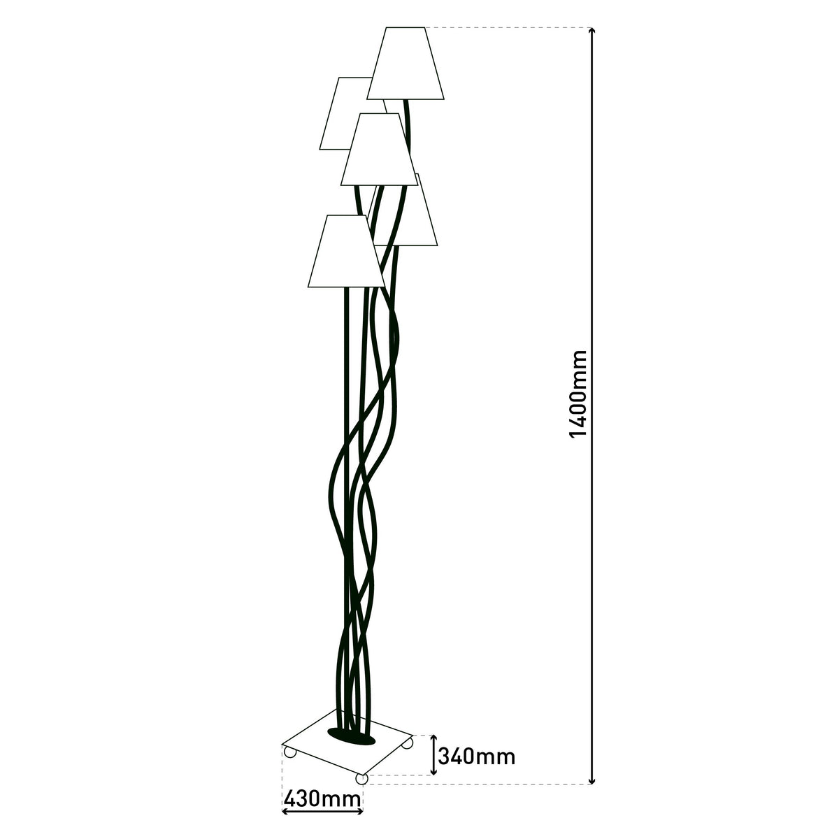4er Stehleuchte "BOHO" 140cm braun