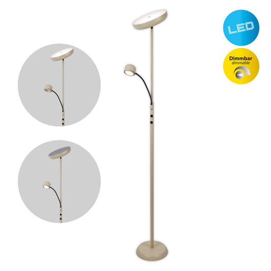 LED Stehleuchte "ROMIS" mit Lesearm frosted almond