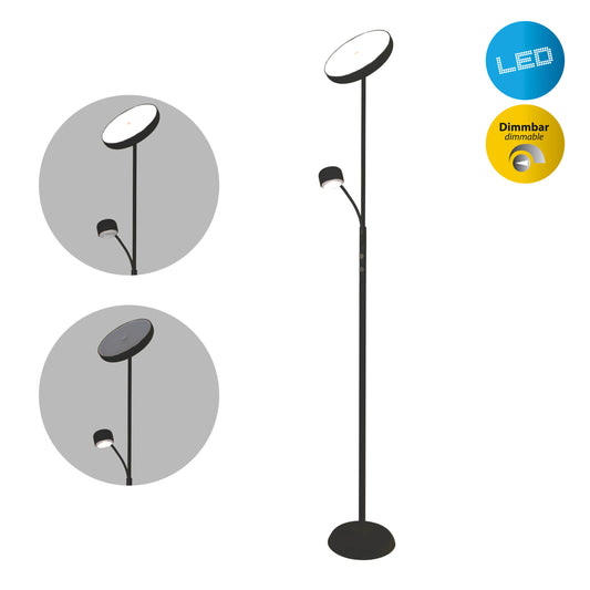 LED Stehleuchte "ROMIS" mit Lesearm schwarz