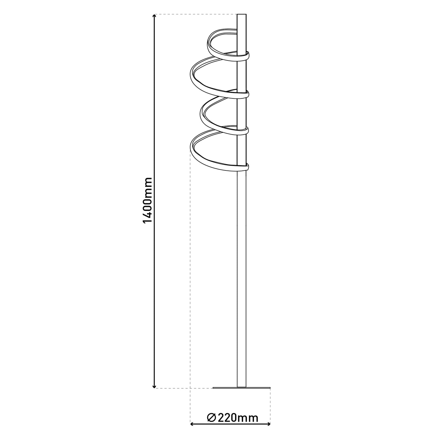 LED Stehleuchte "BELLEZA" H: 140cm schwarz