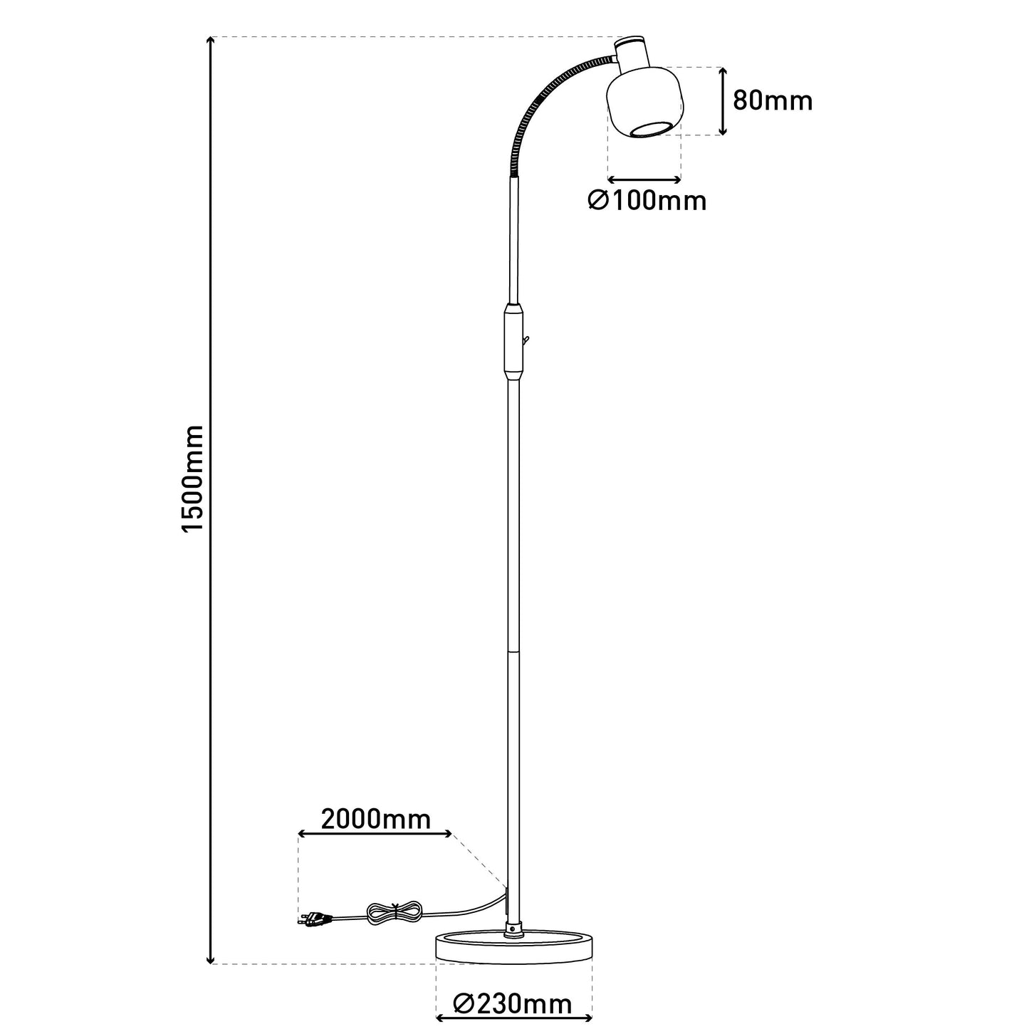 Glas-Stehleuchte "FUMOSO" H: 150cm