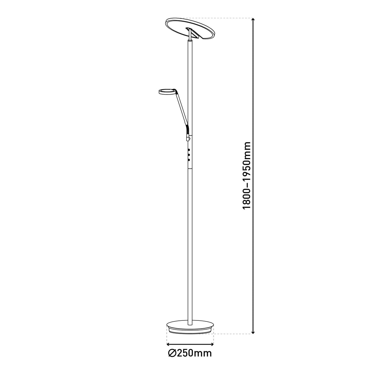 LED / CCT Stehleuchte "SAMIRO" inkl. Lesearm H: 180cm messing matt