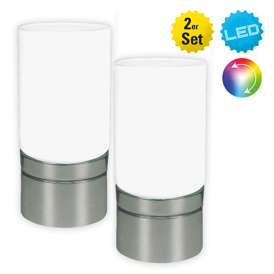 2er-Set LED / RGB Glastischleuchte