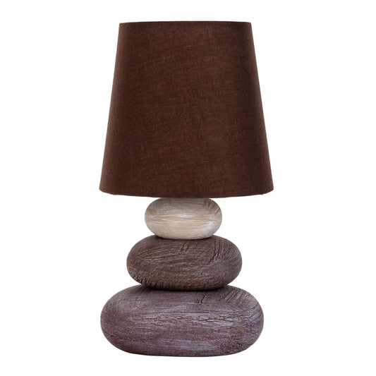 Tischleuchten - Keramik Tischleuchte "STONEY" braun, Tischlampe im Retro Style, aus Keramik in braun, 31 cm hoch, Ø 16 cm, E14-Fassung Schnurschalter